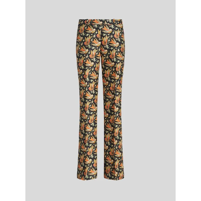 Extra Discounts Twill Trousers With Bird Print