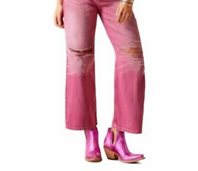 Act Fast Ultra High Rise Tomboy Wide Leg Jeans In Pink