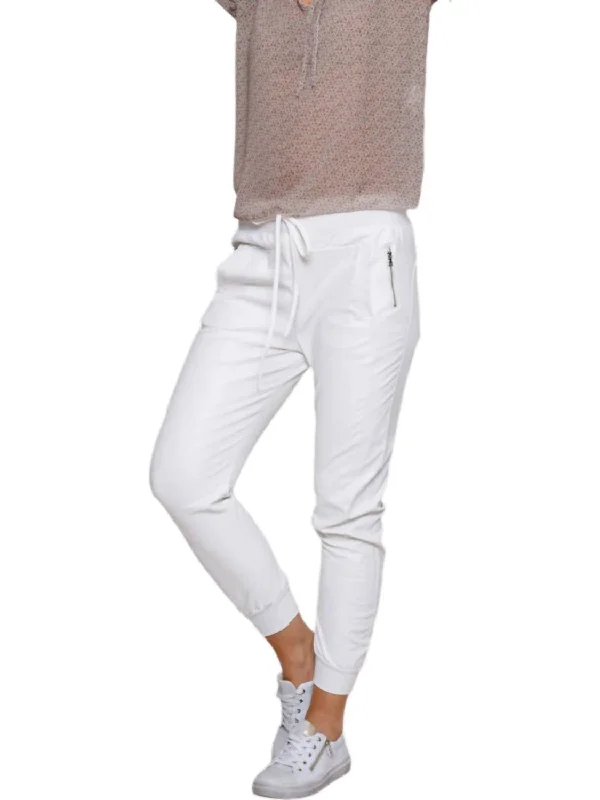 Early Access Vegan Leather Mix Ultimate Joggers In Cream