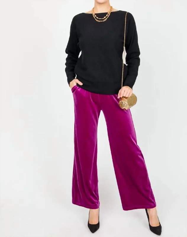 Buy More, Save More Velvet Wide Leg Pants In Magenta
