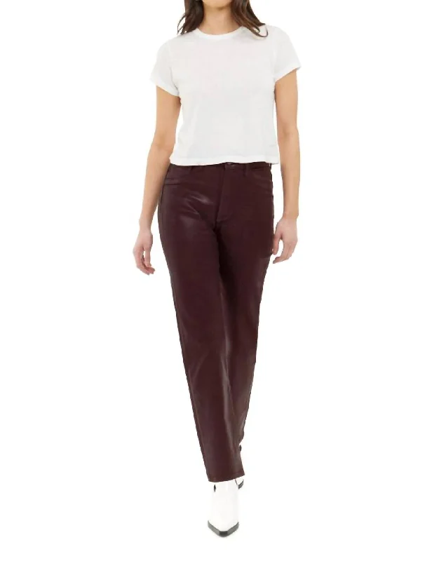 Now or Never Village High Rise Straight Pants In Espresso Laquer