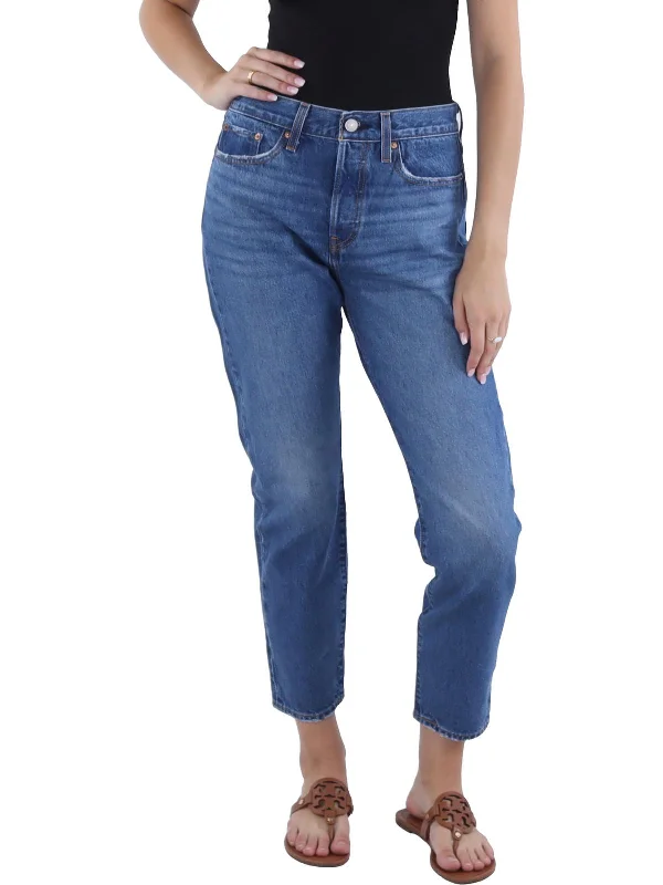 Weekend Deal Wedgie Womens High Rise Medium Wash Tapered Leg Jeans