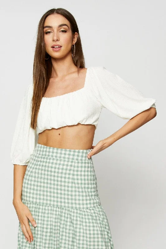 Lowest Price White Bardot Top Ribbed