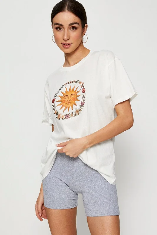 Early Access White Graphic T Shirt Short Sleeve