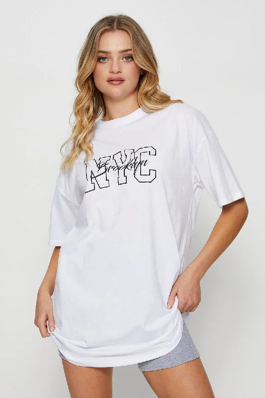 Shop and Save White Graphic T Shirt Short Sleeve
