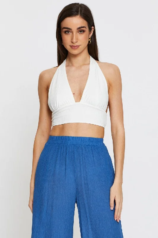 Lowest Price White Halter Top