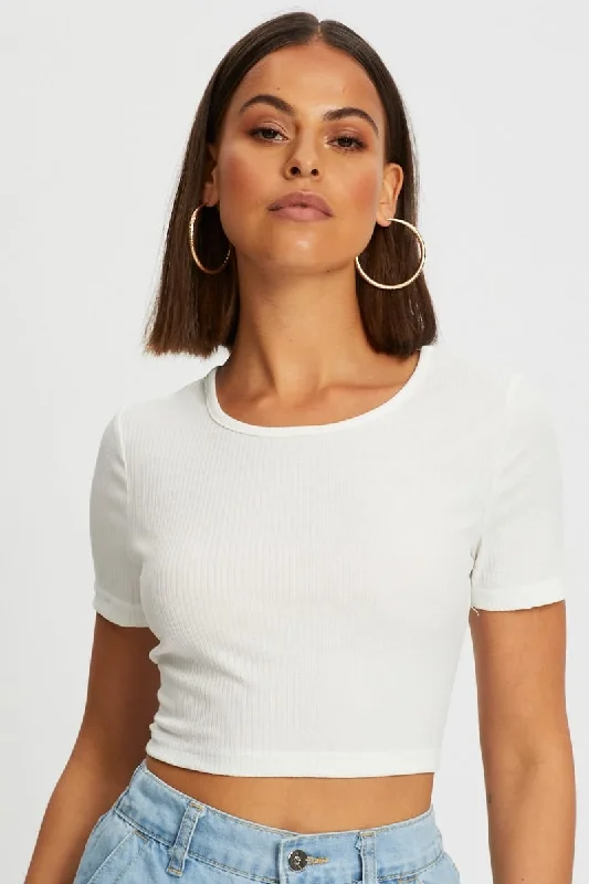 Markdown Madness White Lace Up Backless Crop Tee