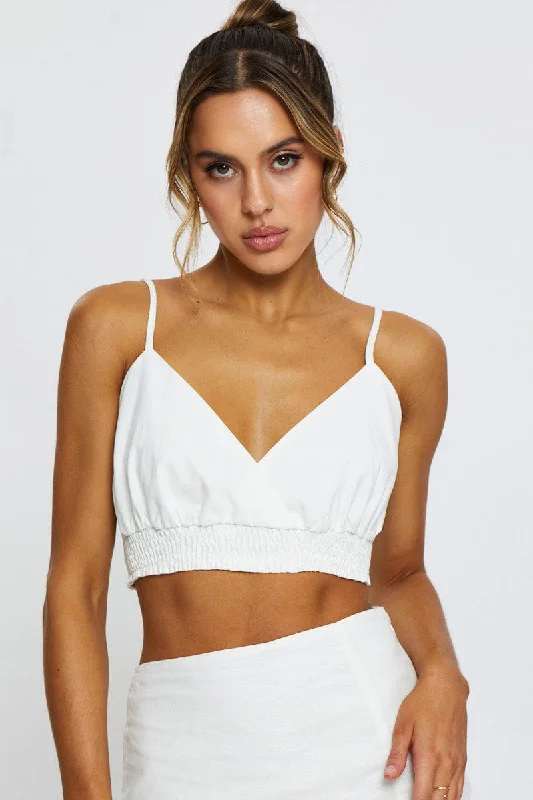 Steals and Deals White Singlet Top Crop
