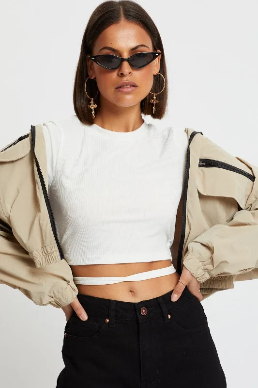Referral Discount White Tie Waist Top