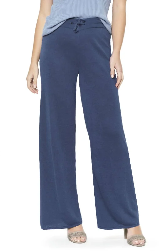 Limited Time Wide Leg Linen Knit Pant In Navy