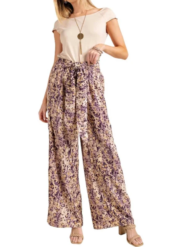 Early Bird Discount Wide Leg Pants In Purple Combo
