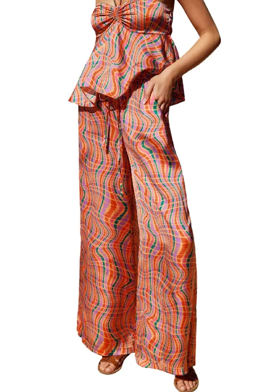 Weekend Deal Wide Leg Pull On Pants In Disco Animal