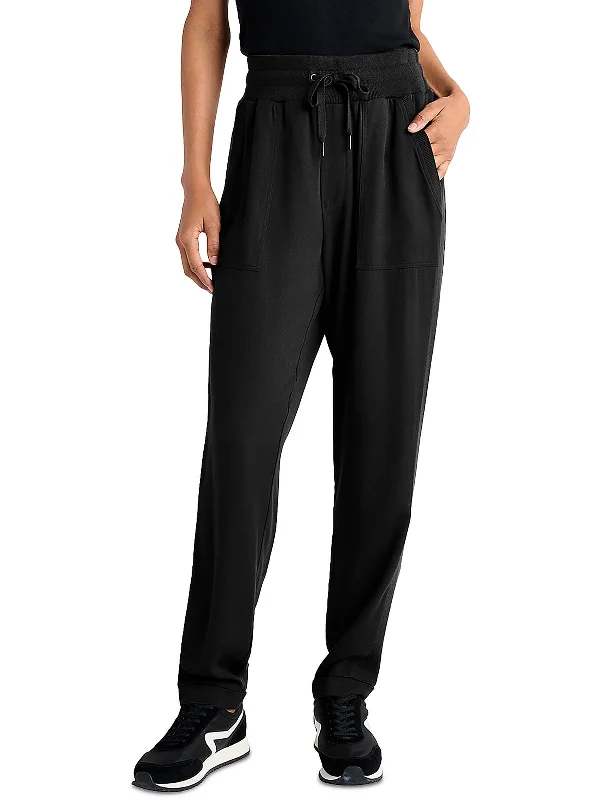 Best Seller Womens Drawstring Ribbed Trim Straight Leg Pants