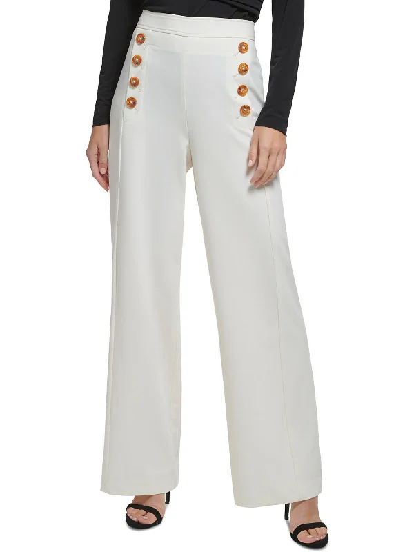 Time-Limited Offer Womens Embellished Solid Wide Leg Pants
