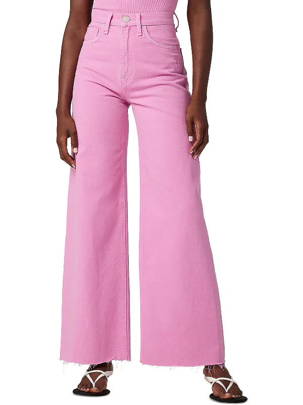 Exclusive Deal Womens High Rise Raw Hem Wide Leg Jeans
