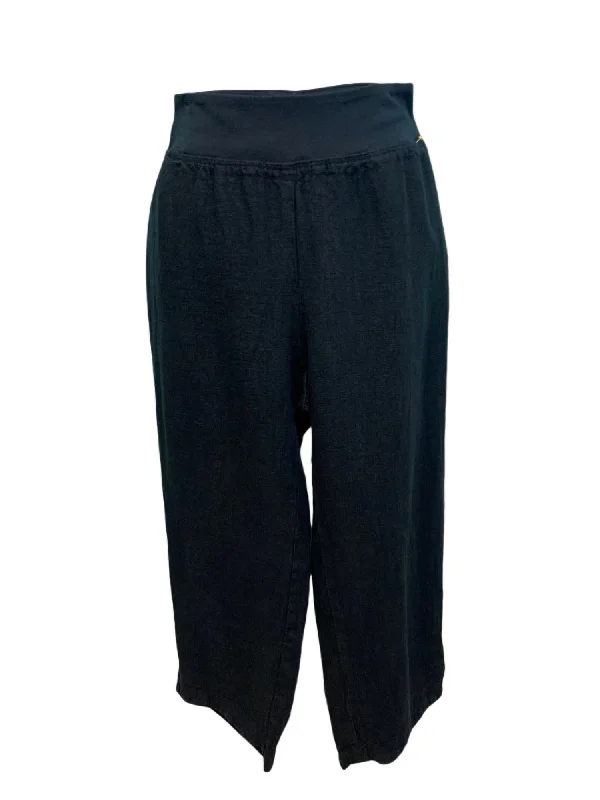 Deal Explosion Women's Linen Capri Easy Pants In Black
