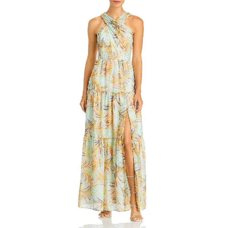 Best Seller Aidan Mattox Womens Metallic Maxi Halter Dress