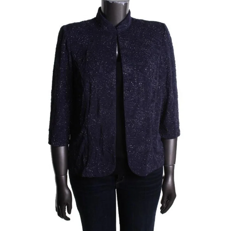 Markdowns Alex Evenings Womens Glitter Mandarin Collar Blazer