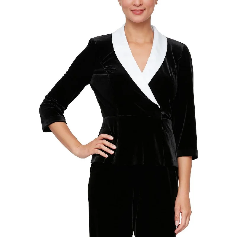 Daily Deals Alex Evenings Womens Petites Velvet Long Sleeve Wrap Top