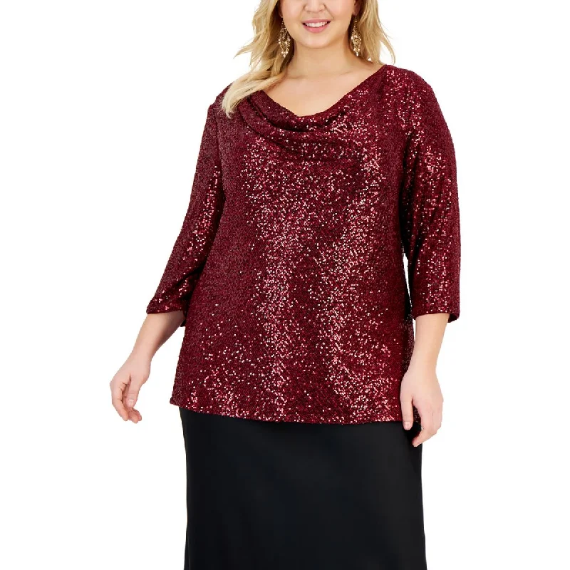 Deal of the Day Alex Evenings Womens Mesh Sequined Blouse