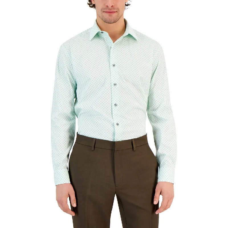 Reduced Prices Alfani Mens Geometric Stretch Button-Down Shirt