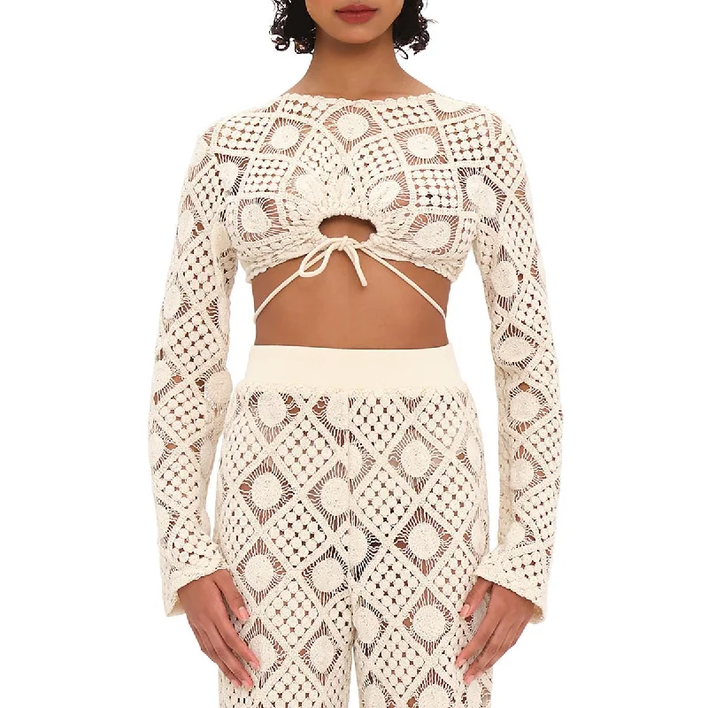 Super Sale Andrea Iyamah Womens Crochet Geometric Cropped