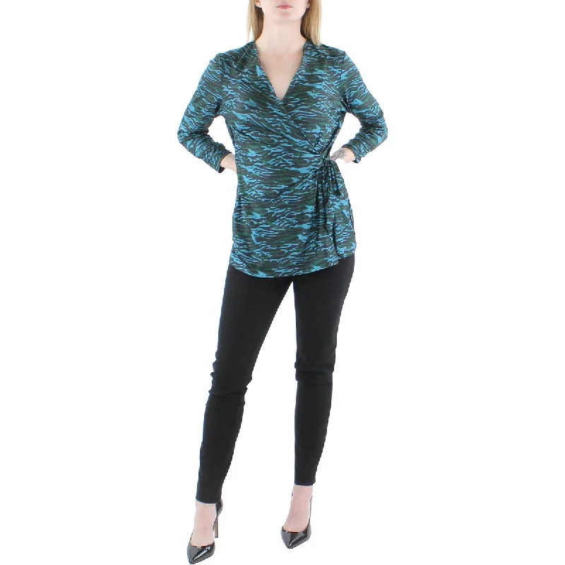 Great Deals Anne Klein Womens Faux Wrap Tie Waist Wrap Top