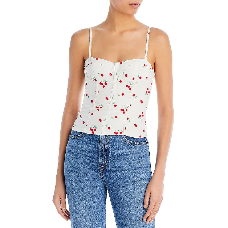 Super Bargain Aqua Womens Printed Bustier Cropped