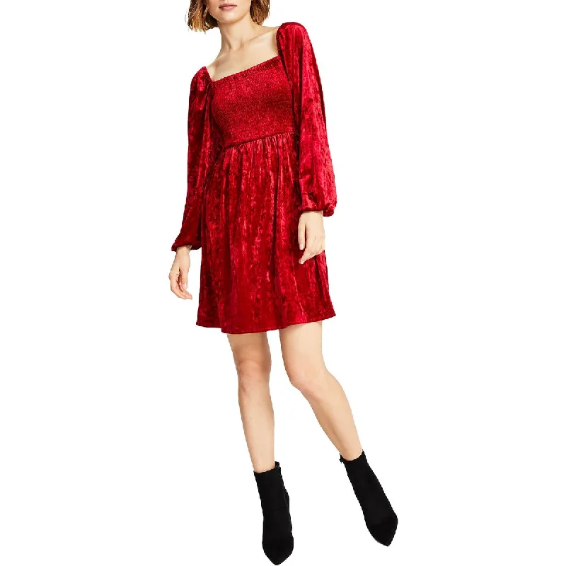 Low Prices Bar III Womens Velvet Mini Fit & Flare Dress