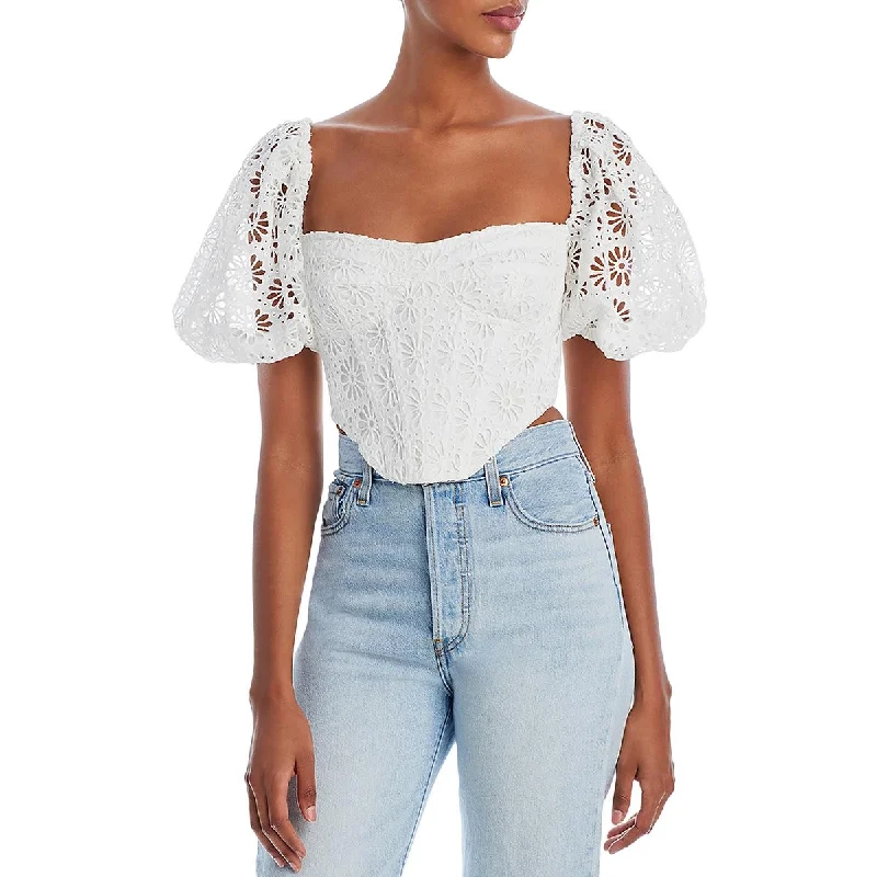 Online Only Bardot Womens Eyelet Corset Cropped