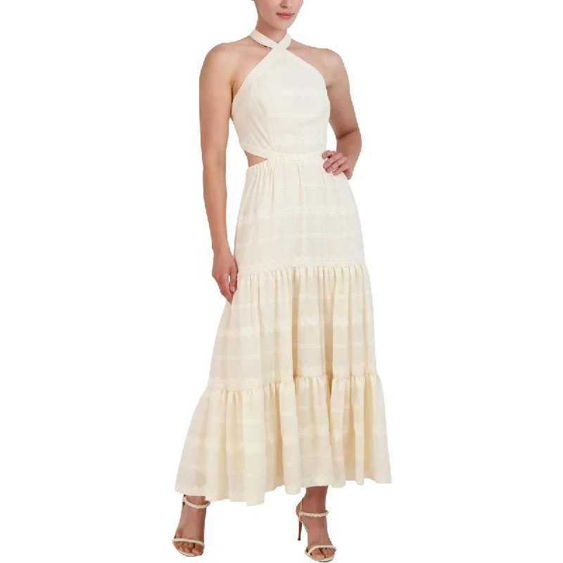Low Prices BCBGMAXAZRIA Womens Halter Cut-Out Midi Dress