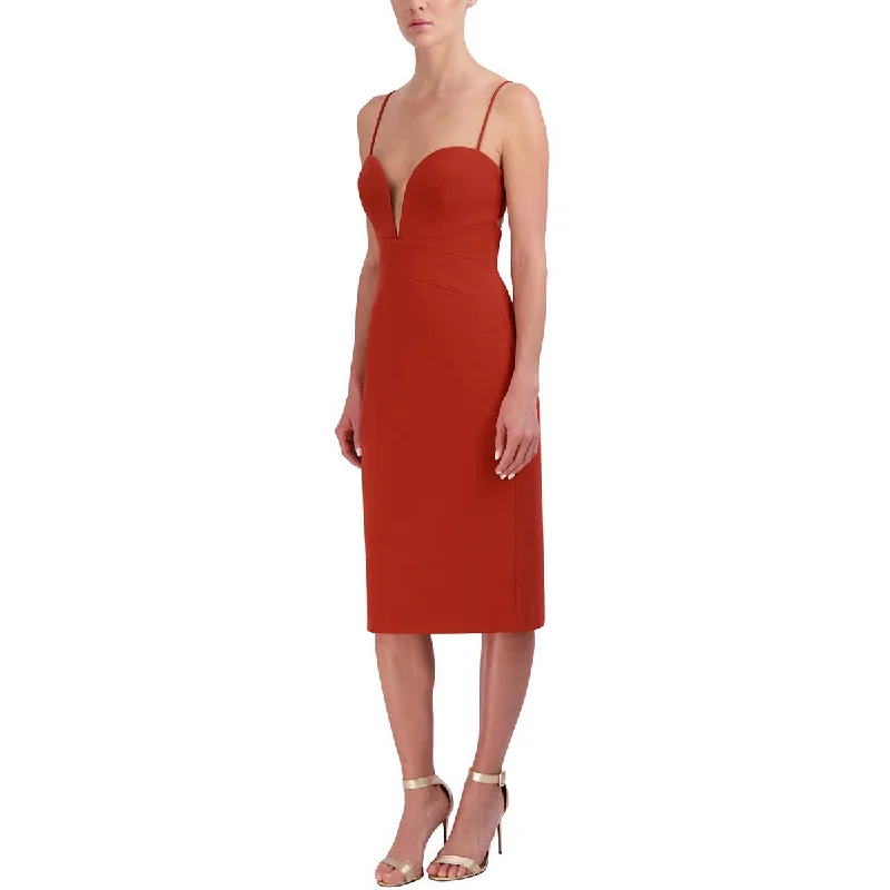 Blowout Deals BCBGMAXAZRIA Womens Open Back Midi Cocktail And Party Dress