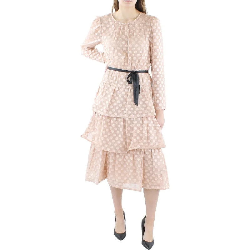 Stock Clearance BCBGMAXAZRIA Womens Polka Dot Midi Cocktail And Party Dress