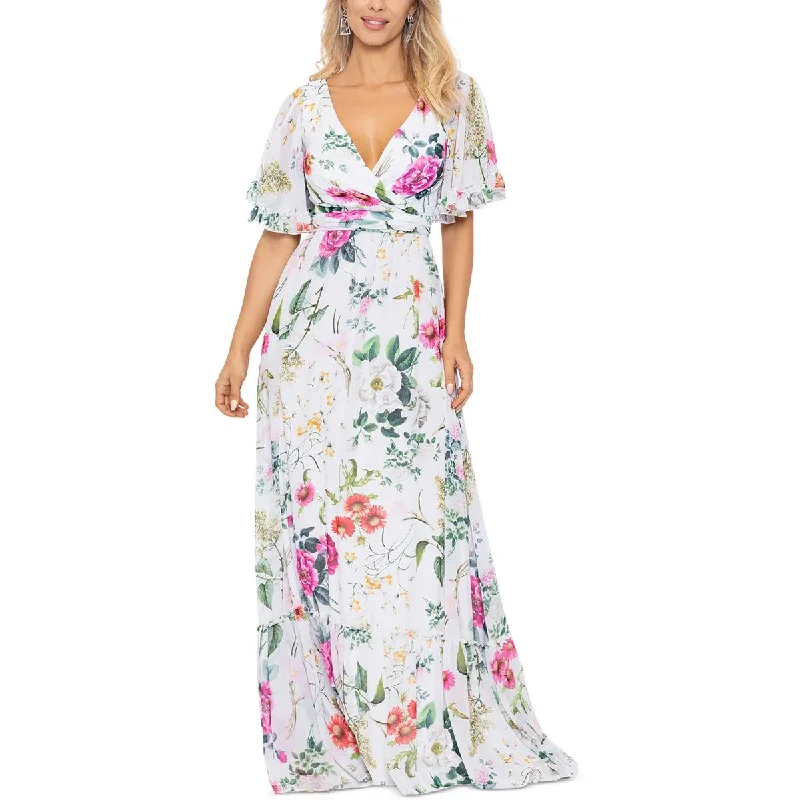 Huge Discounts Betsy & Adam Womens Chiffon Floral Maxi Dress