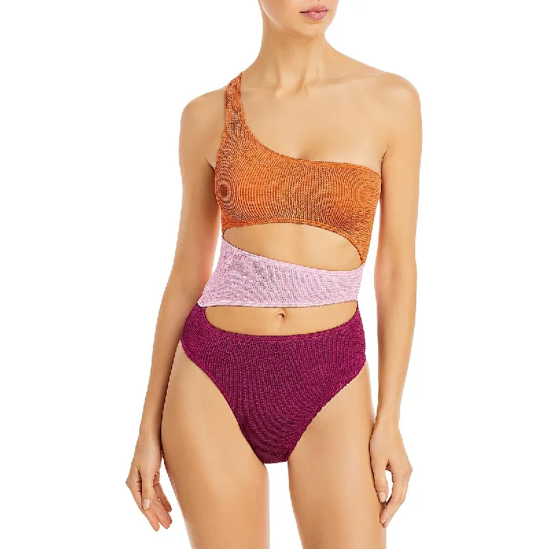 Markdown Madness Bond-Eye Womens Rico Colorblock Cut-Out One-Piece Swimsuit