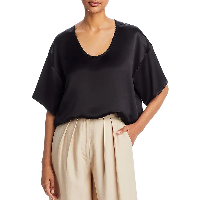 Epic Deals By Malene Birger Womens Satin Crewneck Blouse