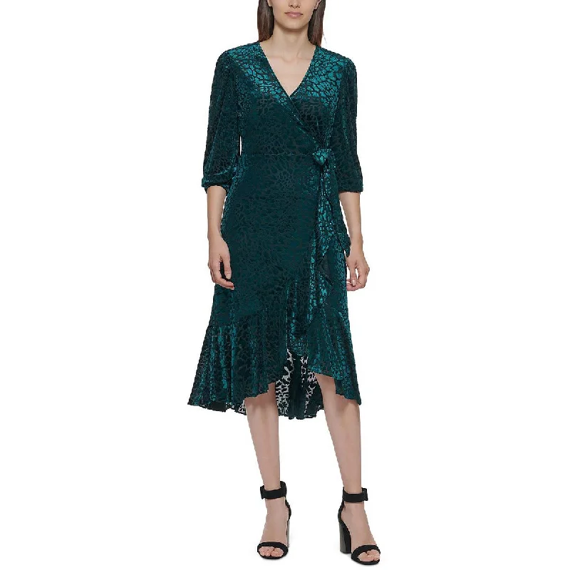 Customer Appreciation Sale Calvin Klein Womens Burnout Velvet Wrap Dress