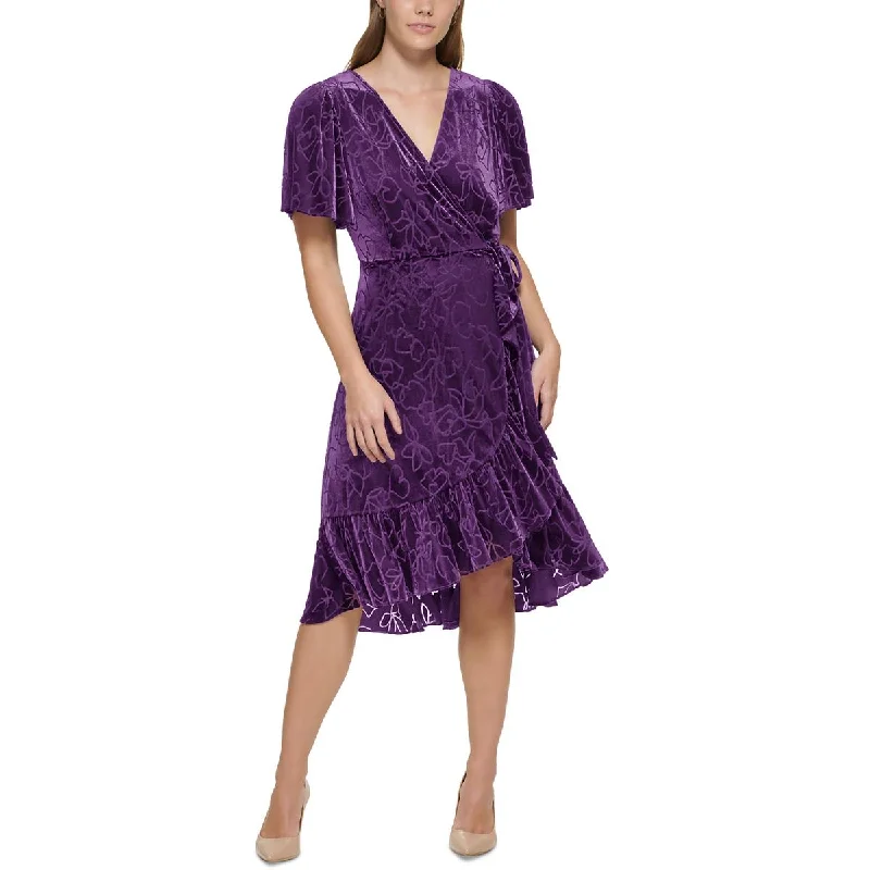 Midnight Sale Calvin Klein Womens Burnout V-Neck Wrap Dress