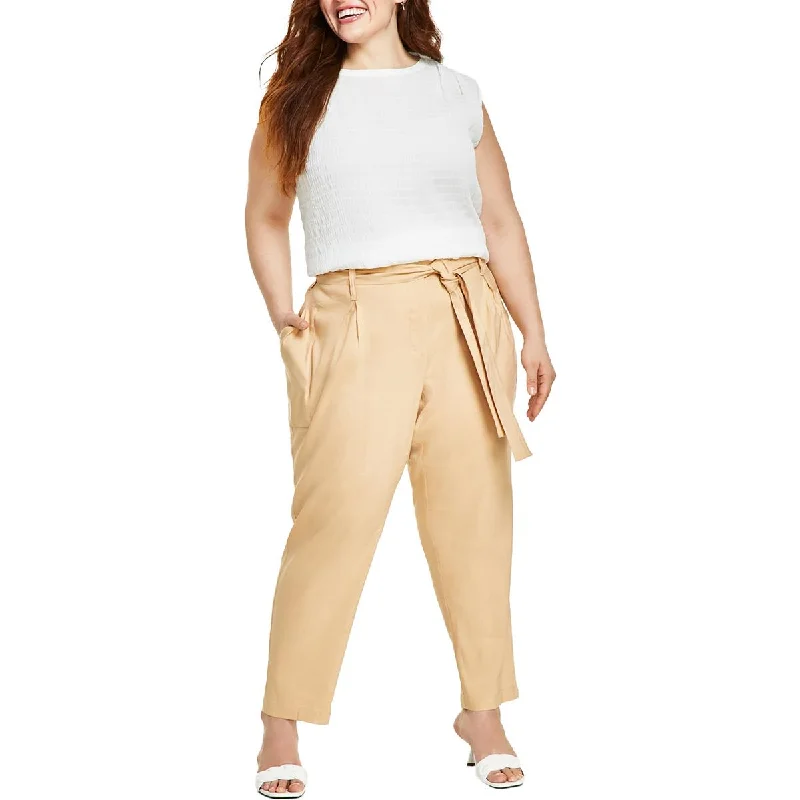 Quick Sale Calvin Klein Womens Plus Deep Pocket Linen Cropped Pants