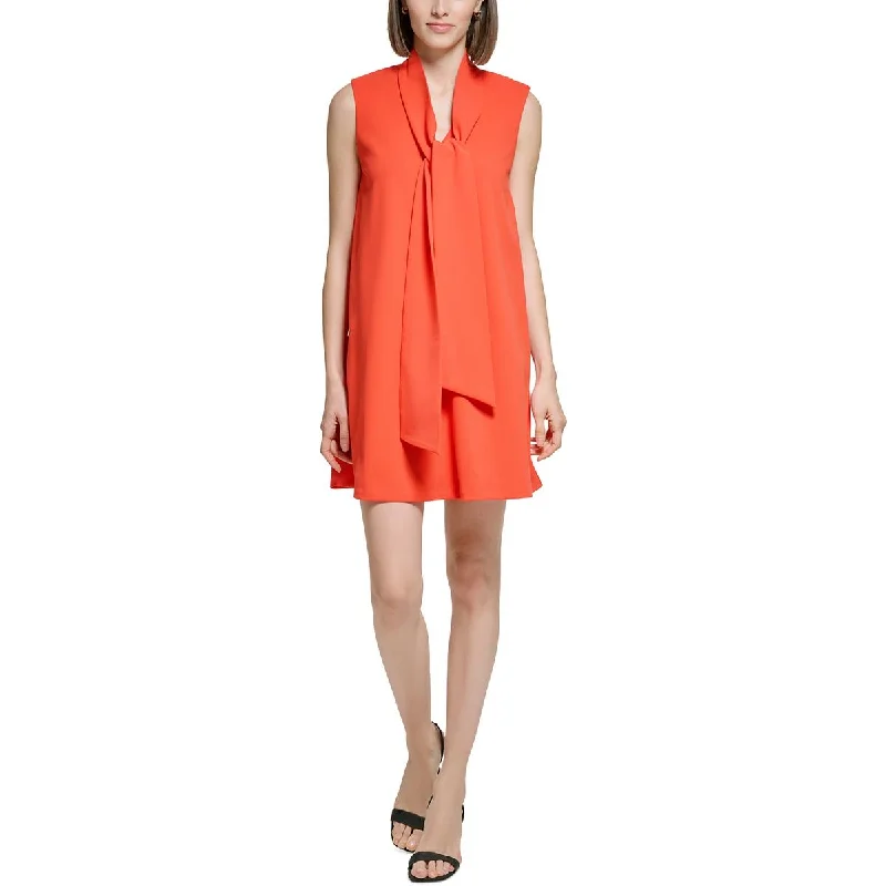 Midnight Madness Calvin Klein Womens Tie Neck Short Mini Dress