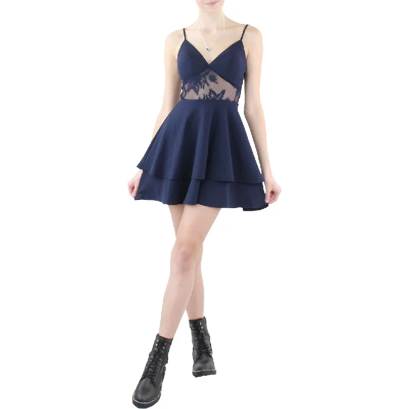 While Supplies Last City Studios Womens Juniors Lace Inset Mini Cocktail and Party Dress