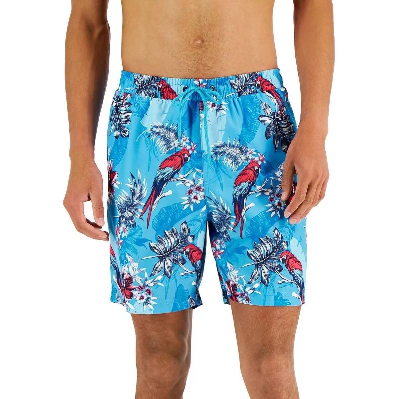 Super Sale Club Room Mens Bird Print Pockets Swim Trunks