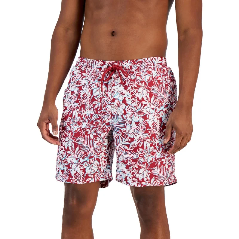 Price Slash Club Room Mens Mahalo Printed Polyester Swim Trunks
