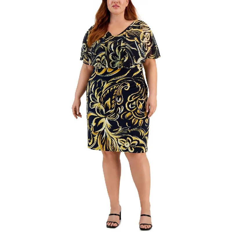 Bonus Savings Connected Apparel Womens Plus Jersey Drapey Midi Dress