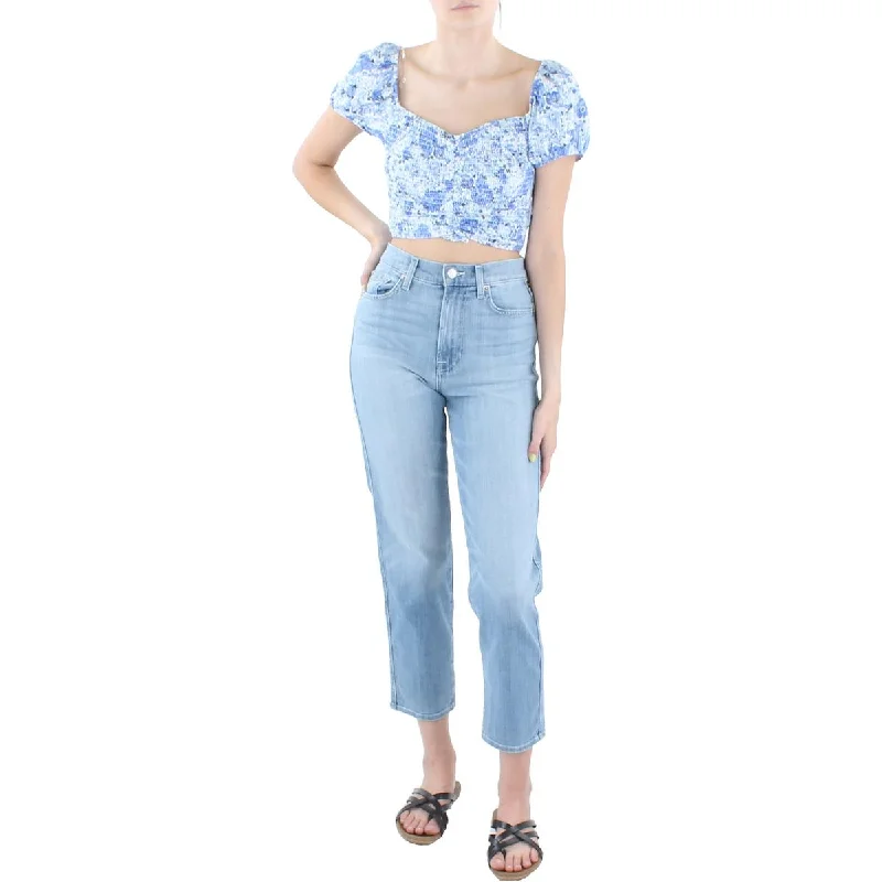 Limited Stock Crystal Doll Womens Juniors Floral Off-The-Shoulder Cropped