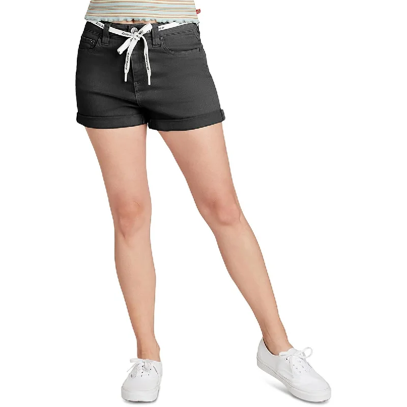 Closeout Sale Dickies Womens Juniors High Rise Rolled Denim Shorts