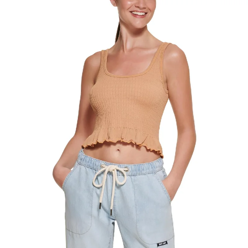 Weekend Flash Sale DKNY Jeans Womens Cropped Smocked Tank Top