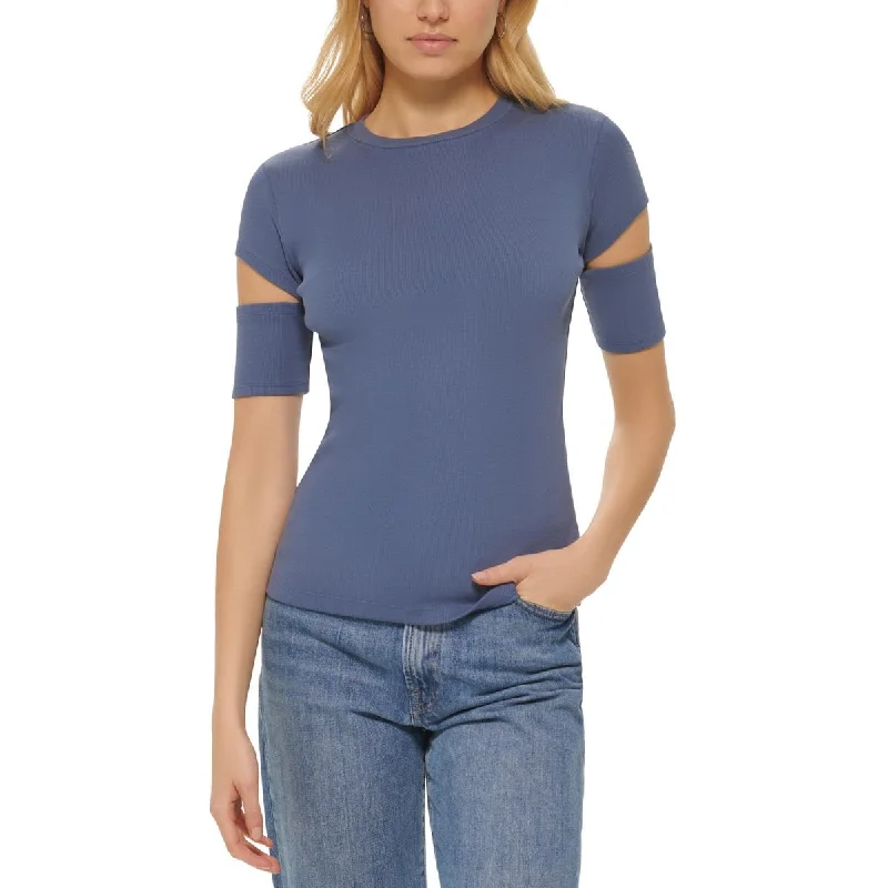 New Markdowns DKNY Jeans Womens Cut-Out Crewneck T-Shirt