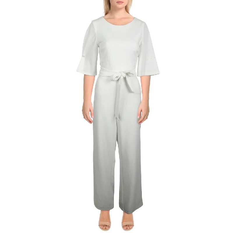 Deep Discounts DKNY Womens Eyelet Belted Jumpsuit