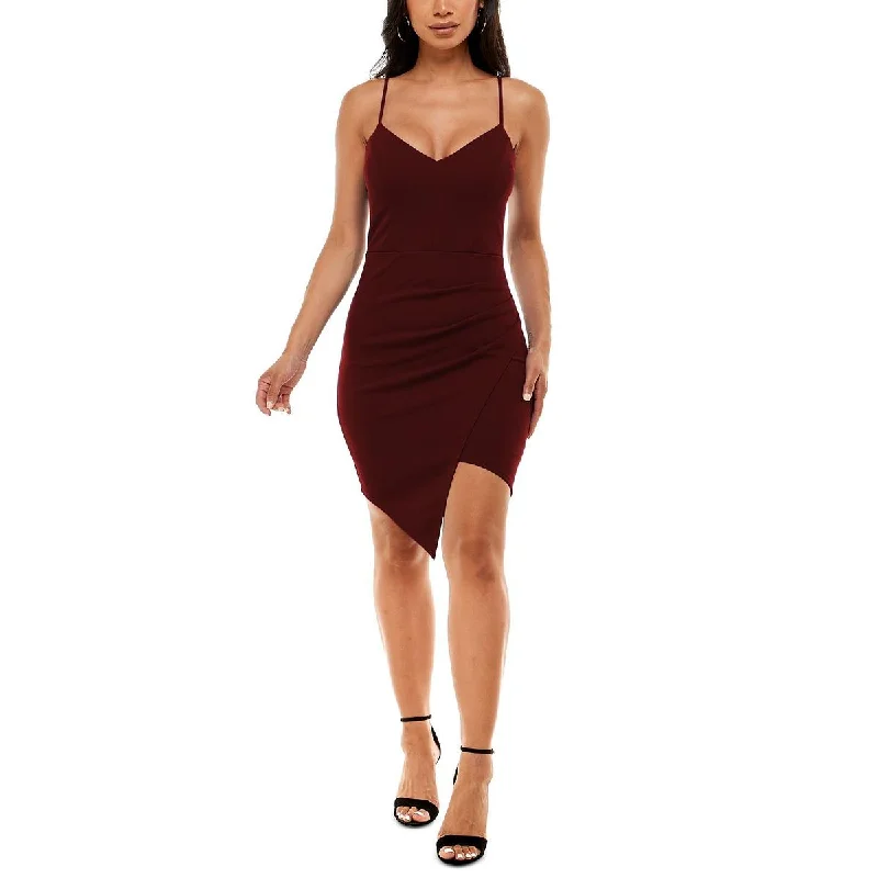 Limited Stock Emerald Sundae Womens Juniors Asymmetric Above Knee Mini Dress